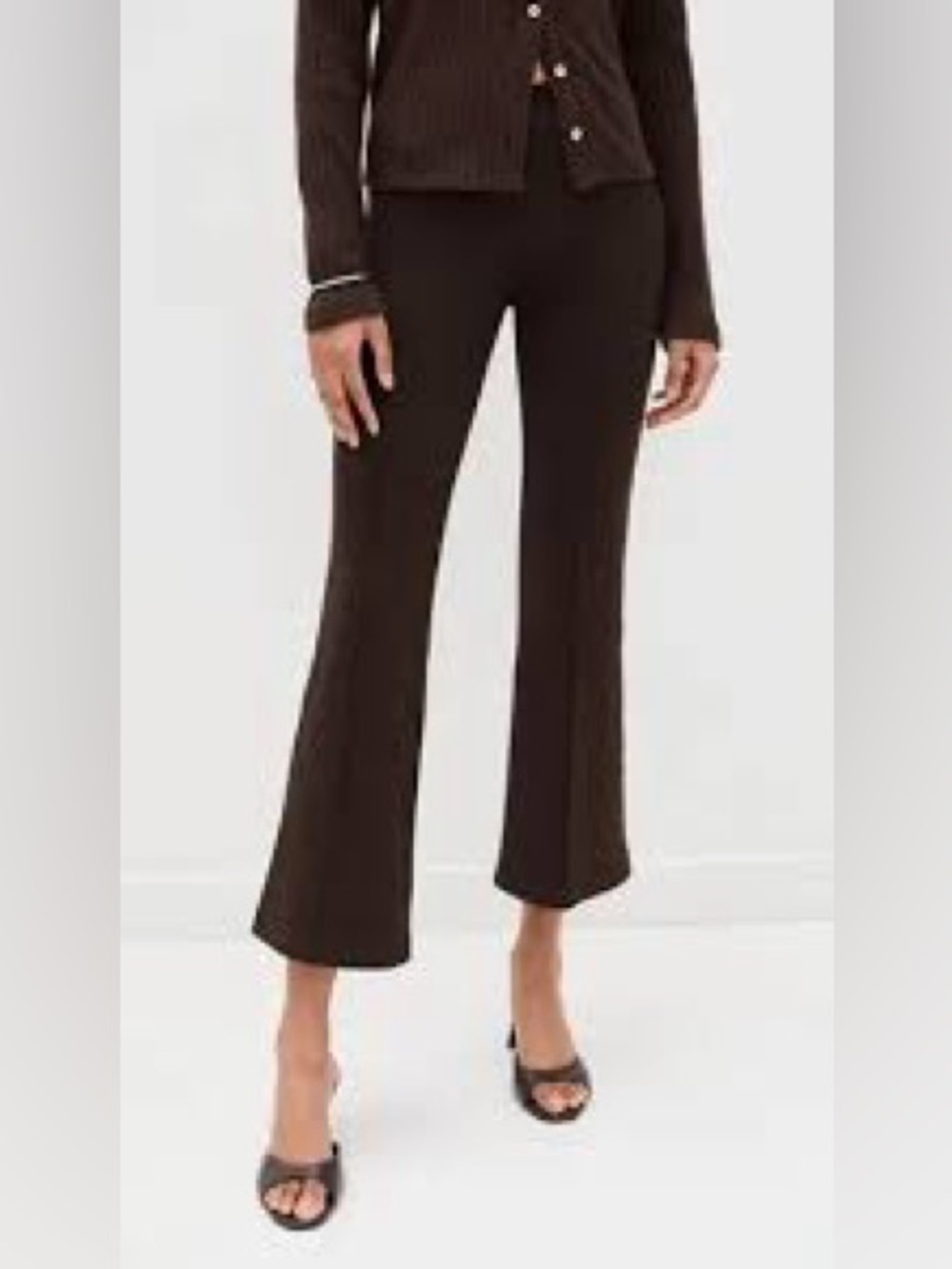 DONNI Box Weave Waffle Kick Flare Ankle Pants